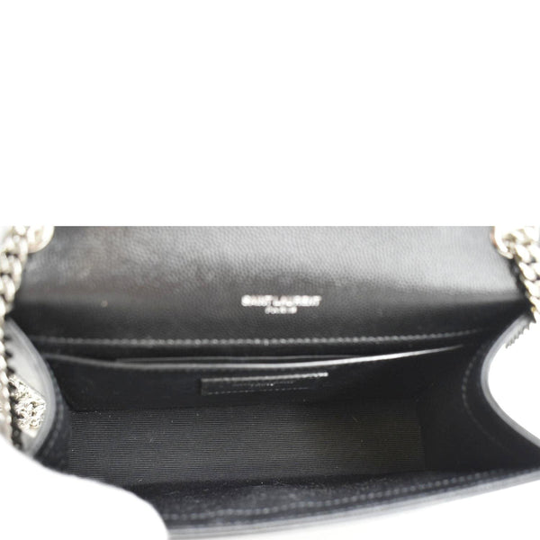 YVES SAINT LAURENT Kate Leather Chain Clutch Crossbody Bag Black