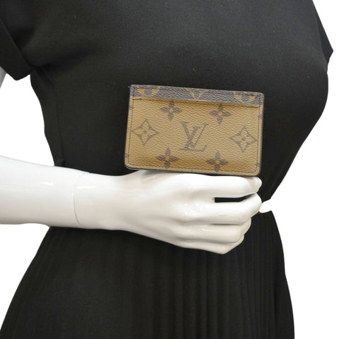 LOUIS VUITTON Monogram Reverse Canvas Card Holder Brown