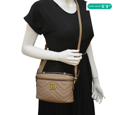 GUCCI GG Marmont Vanity Leather Crossbody Bag Dusty Pink dummy look