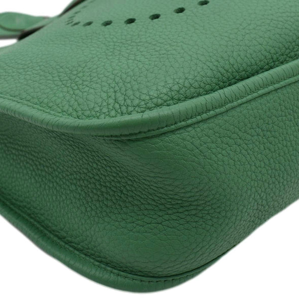HERMES Evelyne PM III Clemence Leather Crossbody Bag Green