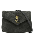 YVES SAINT LAURENT Toy Loulou Crossbody Bag Gray Suede with front view