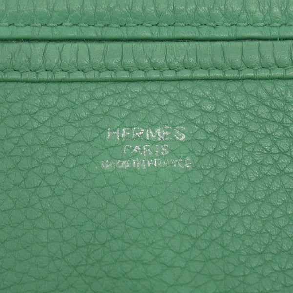 HERMES Evelyne PM III Clemence Leather Crossbody Bag Green