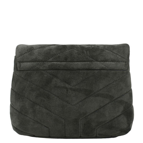 YVES SAINT LAURENT Toy Loulou Crossbody Bag Gray Suede with back view