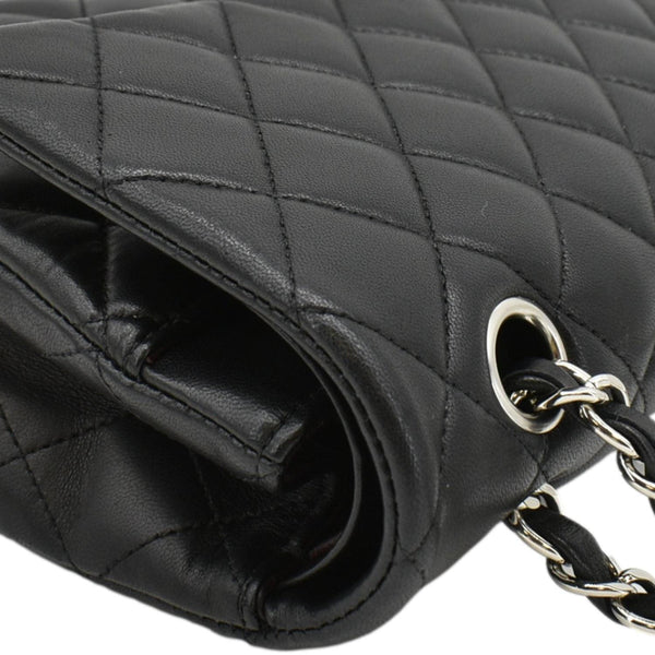 CHANEL Classic Medium Double Flap Quilted Leather Shoulder Bag Black