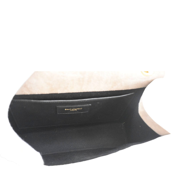 YVES SAINT LAURENT Medium Envelope Matelasse Suede Crossbody Bag Beige