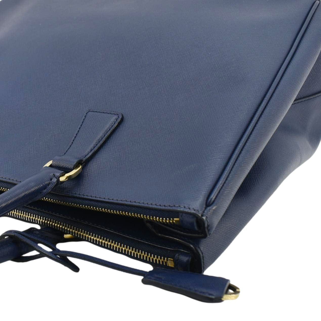 PRADA Galleria Double-Zip Medium Saffiano Leather Blue Tote Bag