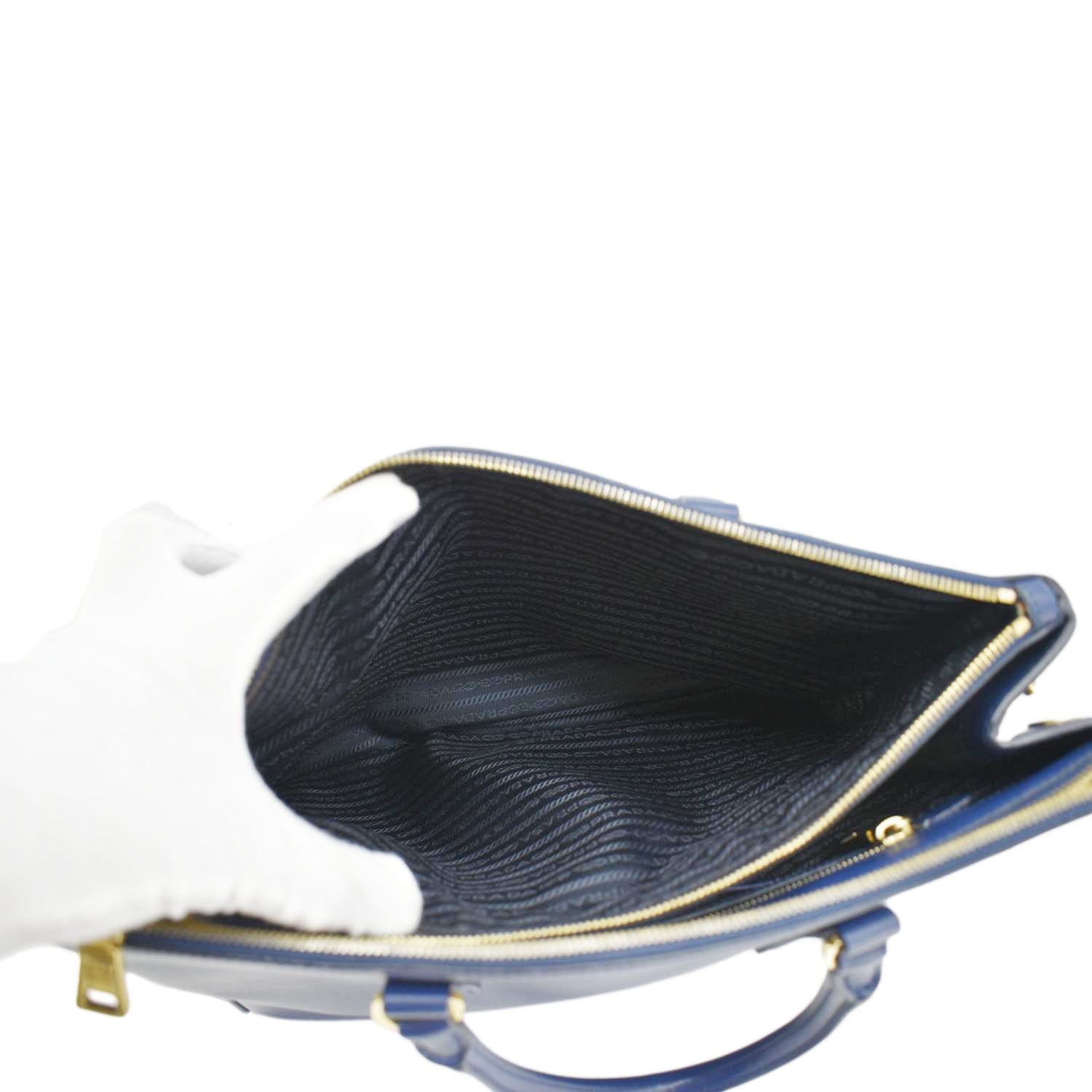 PRADA Galleria Double-Zip Medium Saffiano Leather Blue Tote Bag