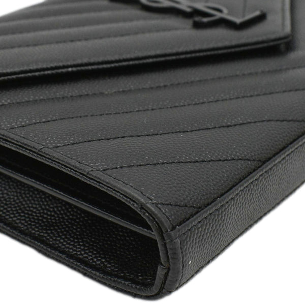 YVES SAINT LAURENT Cassandre Envelope Grain De Poudre Leather Chain Crossbody Bag Black