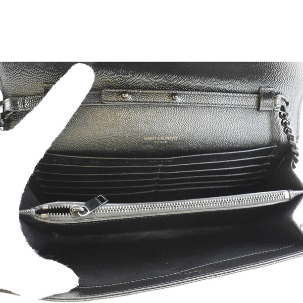 YVES SAINT LAURENT Cassandre Envelope Grain De Poudre Leather Chain Crossbody Bag Black