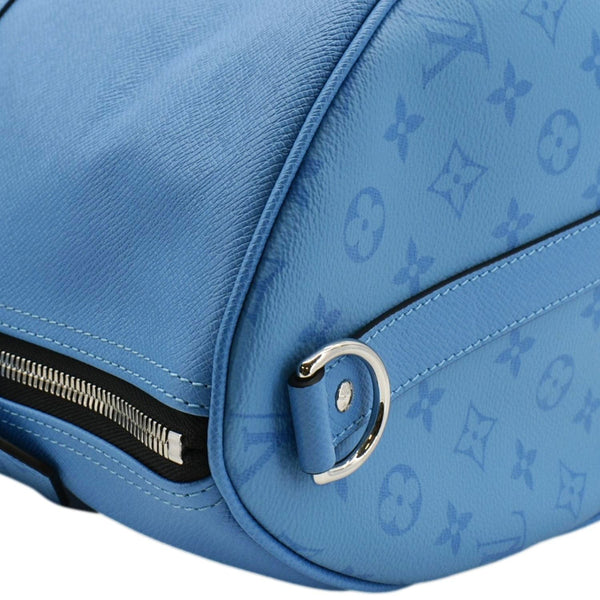LOUIS VUITTON Keepall 50 Bandouliere Monogram Taiga Leather Travel Bag Blue