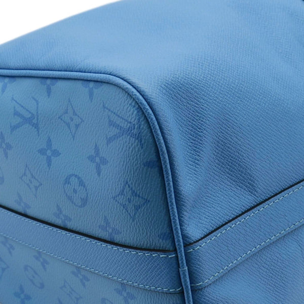 LOUIS VUITTON Keepall 50 Bandouliere Monogram Taiga Leather Travel Bag Blue