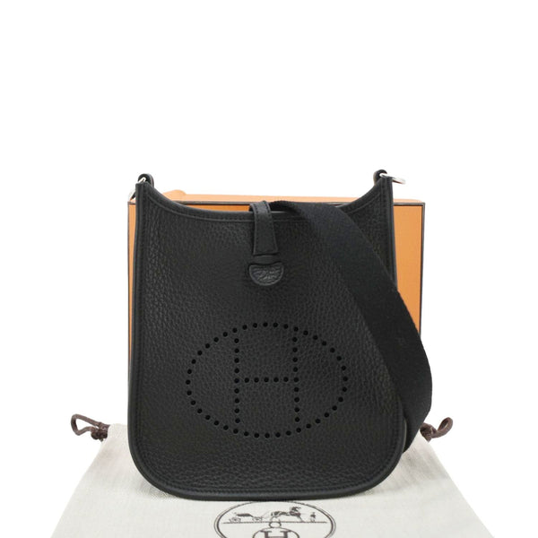 HERMES Evelyne TPM Clemence Leather Crossbody Bag Black