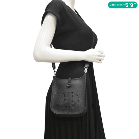 HERMES Evelyne TPM Clemence Leather Crossbody Bag Black