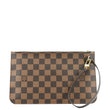LOUIS VUITTON Neverfull Damier Ebene Pochette Wristlet Pouch Brown