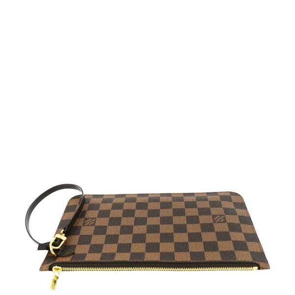 LOUIS VUITTON Neverfull Damier Ebene Pochette Wristlet Pouch Brown