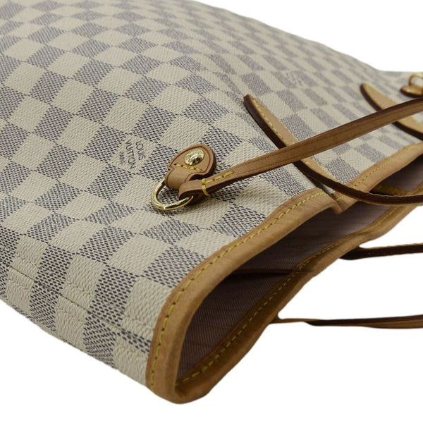 LOUIS VUITTON Neverfull MM Damier Azur Shoulder Bag Rose Ballerine