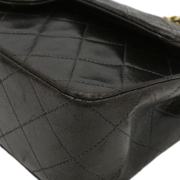 CHANEL Vintage Classic Double Flap Medium Quilted Leather Shoulder Bag Dark Brown