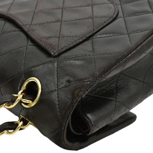 CHANEL Vintage Classic Double Flap Medium Quilted Leather Shoulder Bag Dark Brown
