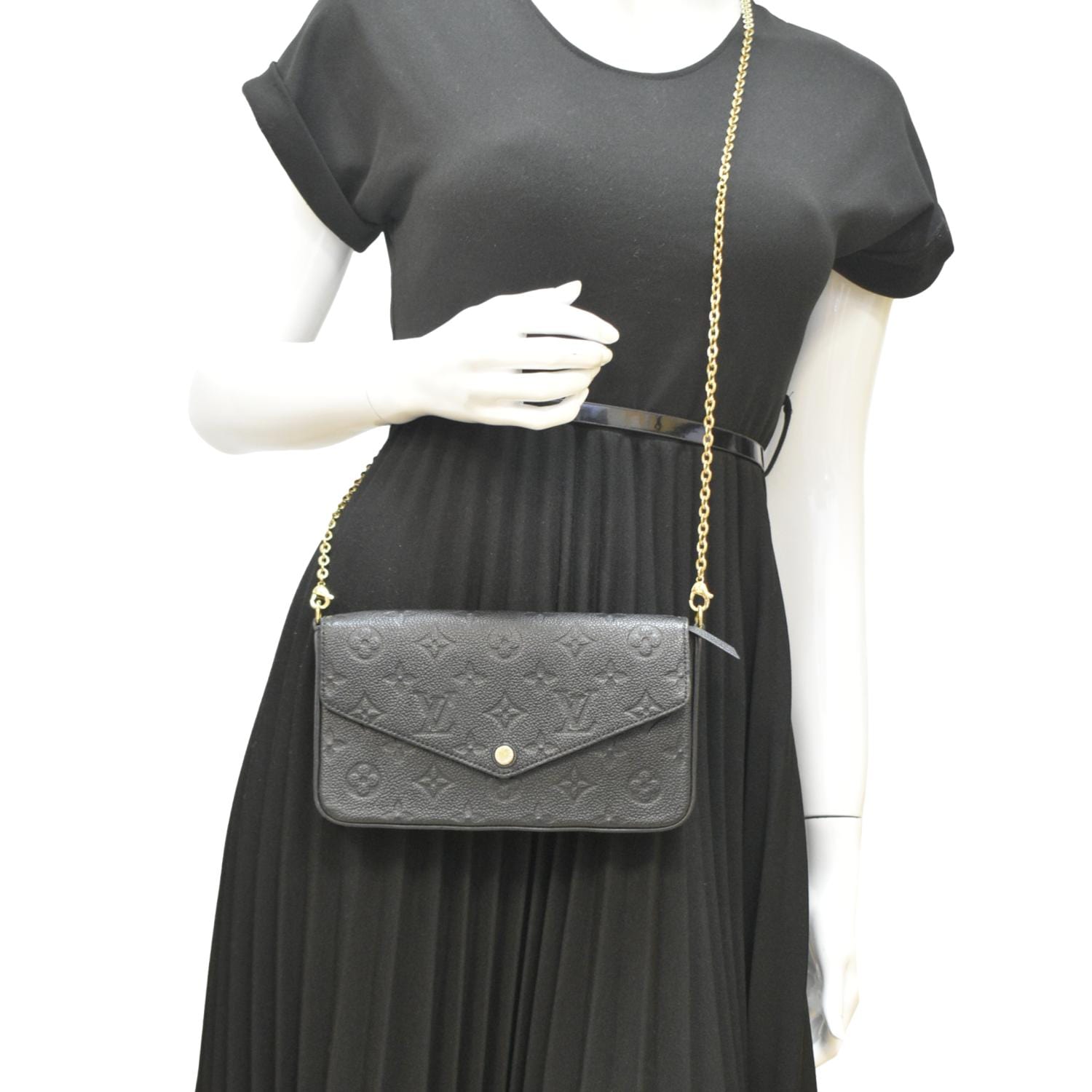 Louis vuitton pochette felicie empreinte leather crossbody bag black Clearance