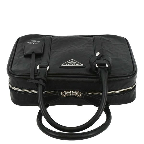 PRADA Re-edition 2001 Medium Antique Nappa Leather Shoulder Bag Black