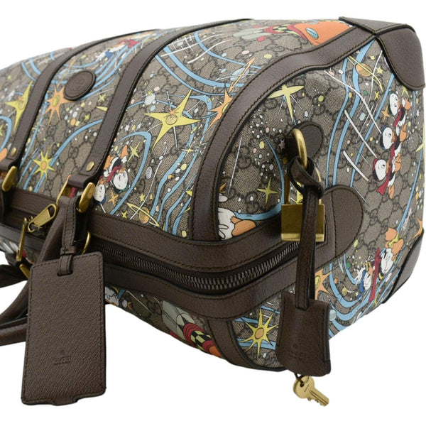 GUCCI Disney x Donald Duck GG Supreme Canvas Duffle Travel Bag Beige 648085