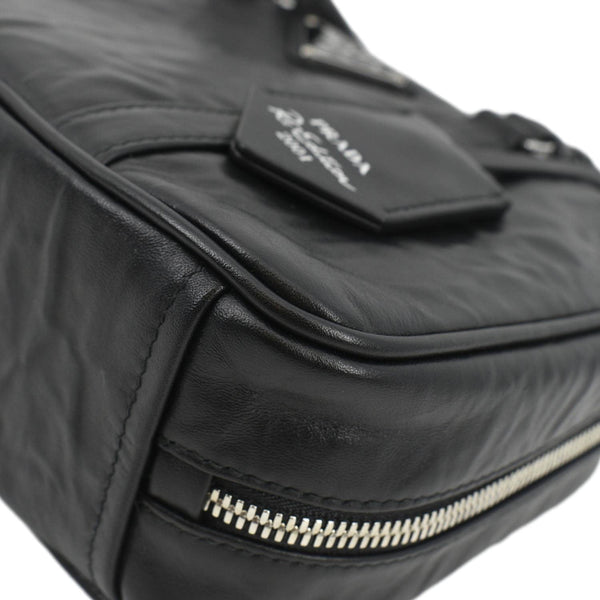 PRADA Re-edition 2001 Medium Antique Nappa Leather Shoulder Bag Black