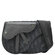 CHRISTIAN DIOR Saddle Oblique Jacquard Crossbody Bag Black front look