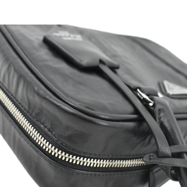 PRADA Re-edition 2001 Medium Antique Nappa Leather Shoulder Bag Black