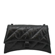 BALENCIAGA Hourglass Crushed Leather Chain Wallet Shoulder Bag Black
