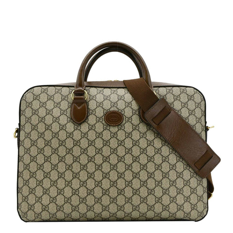 GUCCI Interlocking GG Supreme Canvas Briefcase Shoulder Bag Brown 674140