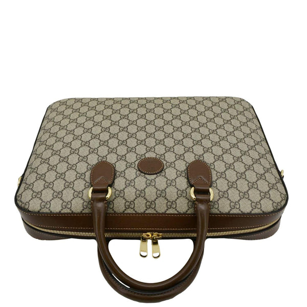 GUCCI Interlocking GG Supreme Canvas Briefcase Shoulder Bag Brown upper side