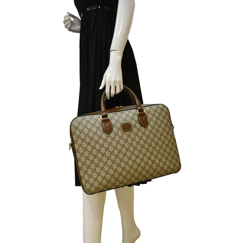 GUCCI Interlocking GG Supreme Canvas Briefcase Shoulder Bag Brown  dummy look