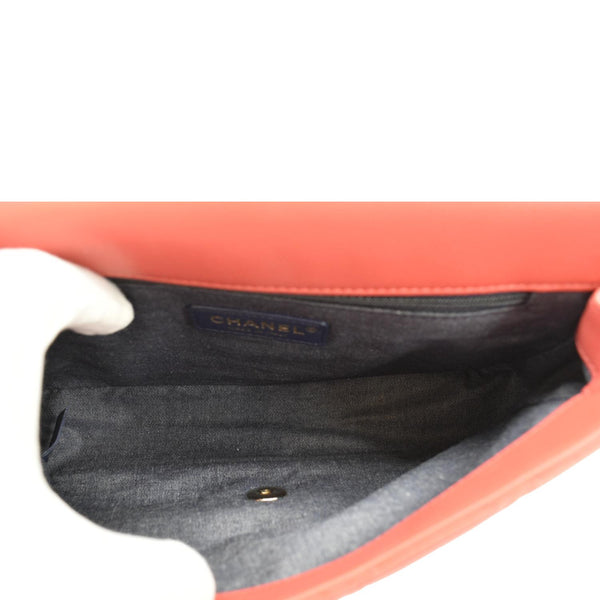 CHANEL Resin Chain Flap Lambskin Quilted Leather Shoulder Bag Red