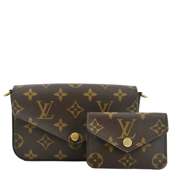 LOUIS VUITTON Felicie Strap & Go Pochette Monogram Canvas Crossbody Bag Khaki Green