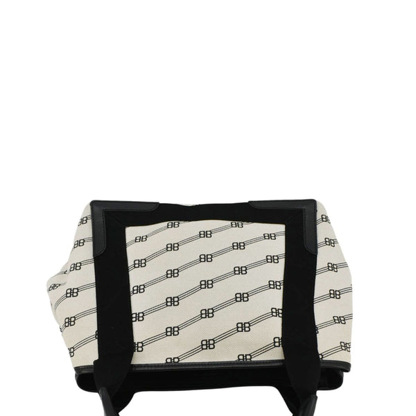 BALENCIAGA  Logo S Navy Cabas Canvas Hobo Bag White