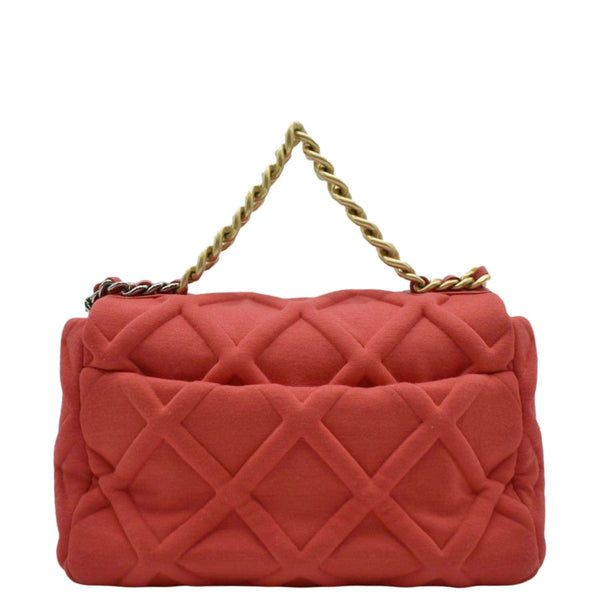 CHANEL 19 Flap Quitled Jersey Lambskin Shoulder Bag Red
