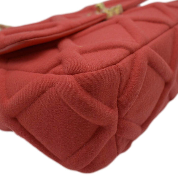 CHANEL 19 Flap Quitled Jersey Lambskin Shoulder Bag Red
