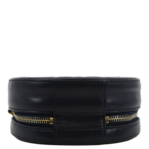 CHANEL Navy Glazed Round As Earth Leather Crossbody Bag with lower view