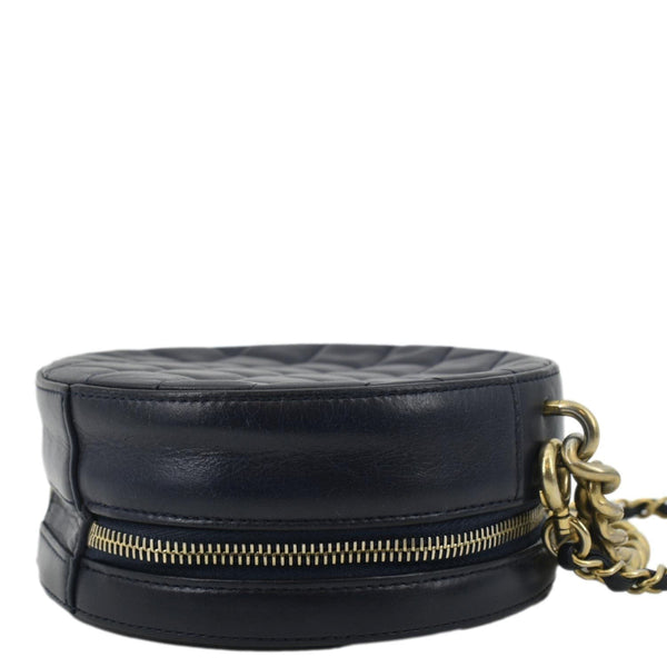 CHANEL Navy Glazed Round As Earth Leather Crossbody Bag with lower right view