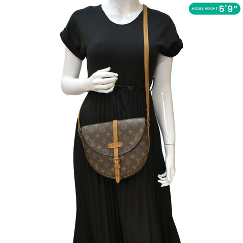 LOUIS VUITTON Chantilly Monogram Canvas Crossbody Bag Brown