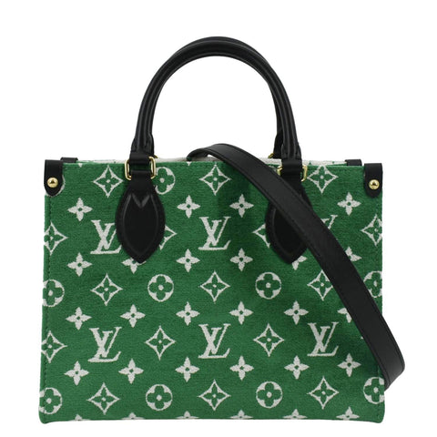 LOUIS VUITTON Onthego PM Monogram Velvet Tote Shoulder Bag Green