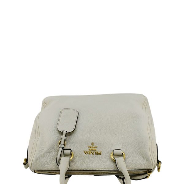PRADA Vitello Phenix Leather Shoulder Bag White