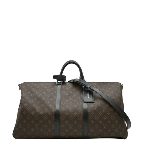 LOUIS VUITTON Keepall 55 Bandouliere Monogram Canvas Travel Bag Brown