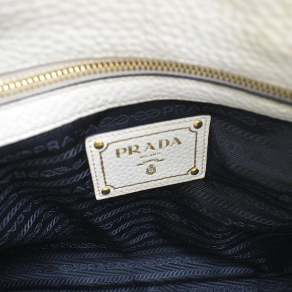 PRADA Vitello Phenix Leather Shoulder Bag White