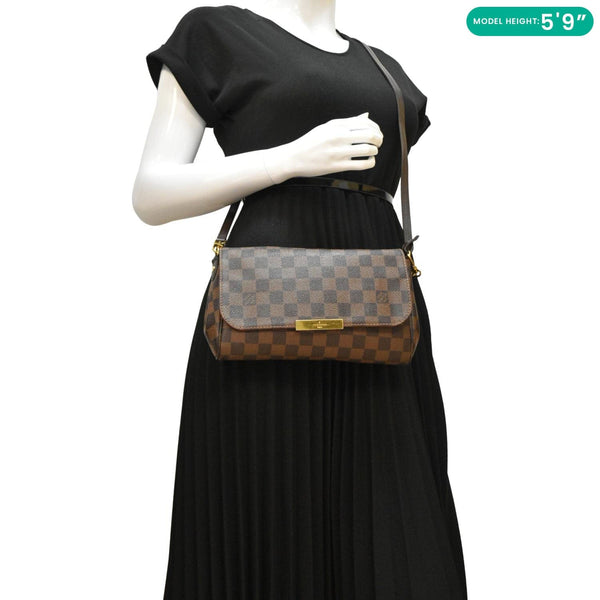 LOUIS VUITTON Favorite MM Damier Ebene Crossbody Bag Brown