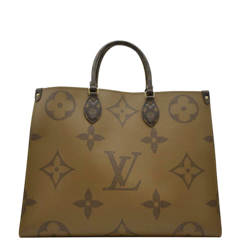 LOUIS VUITTON Onthego GM Giant Monogram Canvas Tote Bag Brown