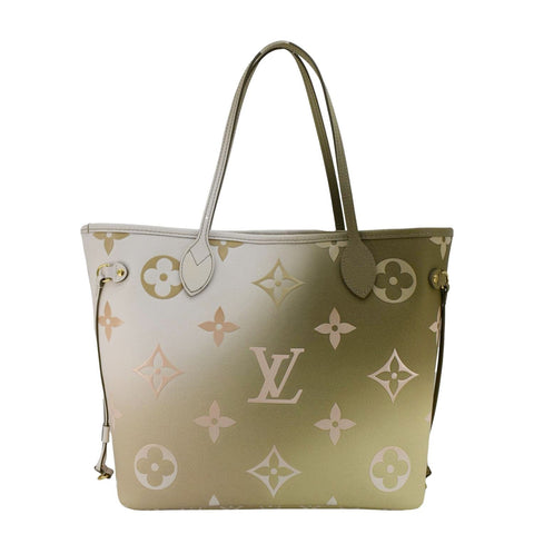 LOUIS VUITTON Neverfull MM Monogram Canvas Tote Sunset Khaki