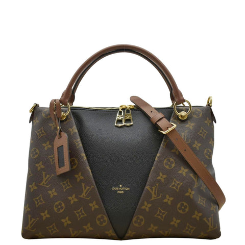 LOUIS VUITTON V Monogram Canvas Tote Shoulder Bag Brown