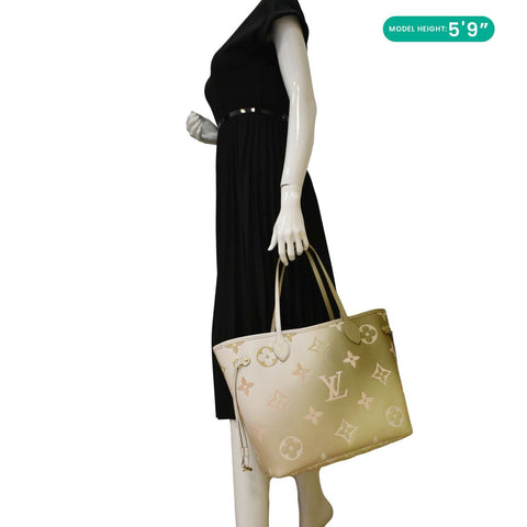 LOUIS VUITTON Neverfull MM Monogram Canvas Tote Sunset Khaki