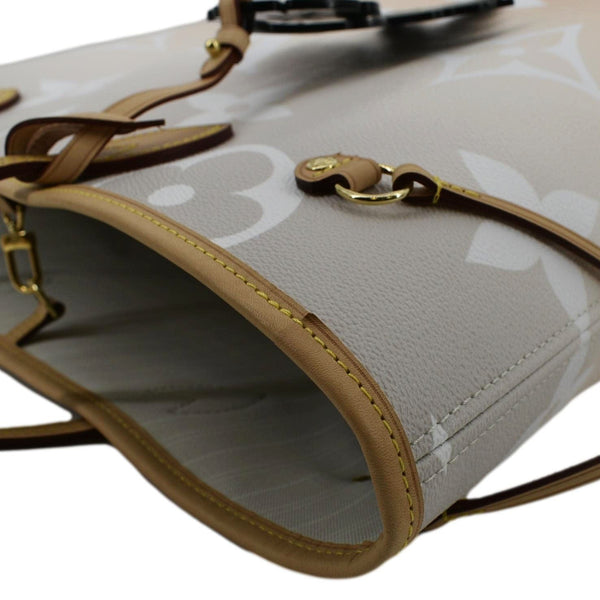 LOUIS VUITTON Neverfull MM Brume Tote Monogram Giant Bag with right side corner view